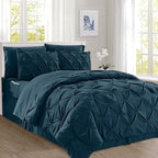 Elegant Comfort 8-Piece Pinch Pleated Comforter Set - All Season Complete Bed in a Bag, Includes 4pc Smart Sheet Set, Bed Skirt, Comforter, Matching Pillowcases and Shams, Twin/Twin XL, Sapphire Blue