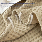 PHF Ultra Soft Waffle Weave Blanket Queen Size 90"x 90"- Washed Lightweight Breathable Cozy Woven Blanket for Bed - Aesthetic Decor for Couch Bedding Sofa Home Car - Khaki