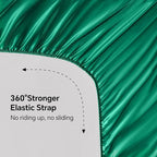 BEDELITE California King Sheets Set, Luxury Soft Dark Green Satin Sheets for Hair and Skin, Similar to Silk Bed Sheets Set 4 Pieces with 1 Deep Pocket Fitted Sheet, 1 Flat Sheet, and 2 Pillowcases