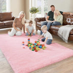 Shag Pink Rug, Rugs for Bedroom Girls Kids Room, 4x6 Ultra Soft Fluffy Area Rugs for Drom, Kids Room, Nursery, Study, Playroom, Easy Clean, Indoor Carpet for Living Room, Modern Carpet Décor