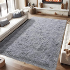 KING DARE Grey Fluffy Area Rug 8x10, Ultra Soft Large Shag Living Room Rug Fuzzy Carpet, Non-Slip Plush Modern Floor Rug for Kids Boys Girls Room Bedroom Home Decor Aesthetic