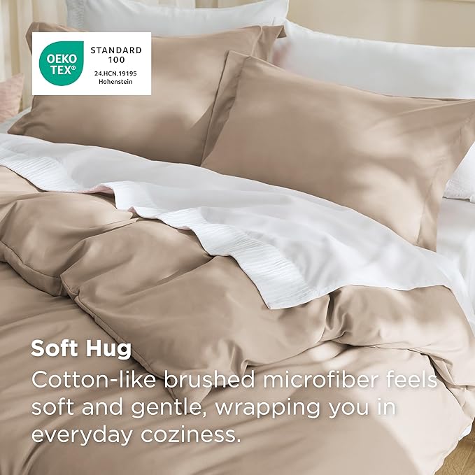 Bedsure Duvet Cover Full Size - Soft Double Brushed Bedding Set for Kids & Adults, Zipper Closure, 3 Pieces, Includes 1 Duvet Cover (80"x90") & 2 Pillow Shams, NO Comforter, Hazel