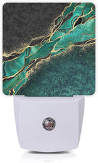 Green Marble Night Light,Golden Abstract Marble Veins Night Lights 0.5W Sleep Friendly for Boys Girls Led Night Light Dusk to Dawn Sensor Nightlight for Stairway/Hallway/Bedroom