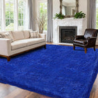 5x7 Area Rugs for Living Room Bedroom, Upgrade Non-Slip Soft Fluffy Shaggy Bedside Rug, Indoor Floor Carpet for Kids Girls and Boys Room, Dorms, Playroom, Nursery, Home Decor Aesthetic, Blue