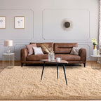 Jelymark Super Soft Shaggy Rug for Bedroom, 4x5.9 Fluffy Carpet for Living Room, Fuzzy Indoor Plush Area Rug for Home Decor, Furry Floor Rugs for Dorm, Cute Kids Nursery Rug for Girls, Beige