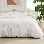 Bedsure Duvet Cover with Fitted Sheet King - Cooling Deep Pocket, Hotel Luxury Soft Double Brushed Bedding Set with Zipper Closure, 1 Duvet Cover, 1 Fitted Sheet, 2 Pillow Shams, NO Comforter, White
