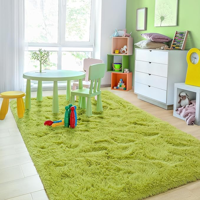 Noahas Extra Large 9x12 Area Rugs for Living Room,Fluffy Green Rug,Big Thick Plush Non-Skid Shag Carpet,Soft Shaggy Rugs for Bedroom Indoor Modern Home Decor