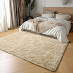 Amdrebio Beige Area Rugs for Living Room Bedroom, 6x9 Fluffy Plush Shag Furry Neutral Rug for Kids Room Decor Aesthetic, Soft Shaggy Fuzzy Cute Tan Carpet for Teens Baby Nursery Playroom Preppy Dorm