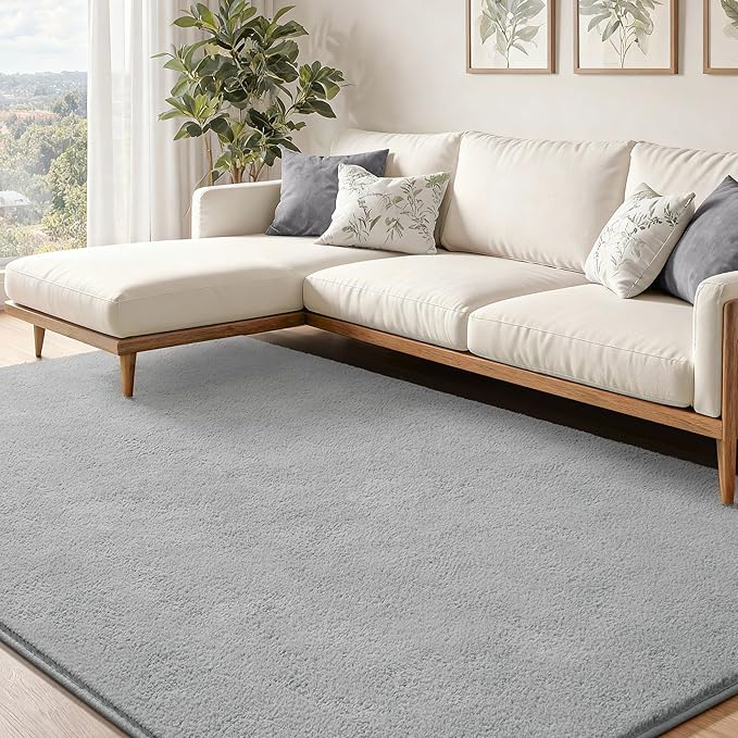 Keeko Area Rugs for Living Room Bedroom 5x8 Grey, Soft Modern Large Rugs Indoor Non Slip Fluffy Rug Minimalist Low Pile Washable Carpet Rug for Kids Boys Girls Dorm Classroom Nursery Home Decor