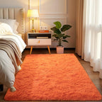 Softlife Orange Area Rug for Bedroom, Fluffy Shag Plush 4x6 Rugs for Living Room Girls, Shaggy Throw Soft Fuzzy Small Kids Carpet for Dorm Bedside Ultra Cozy Non-Slip Indoor Decor