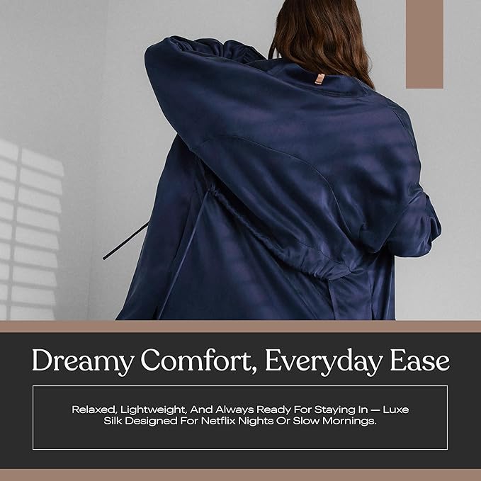 Lunya Washable Silk Robes for Women – Lightweight Short Robes with Pockets, Removable Belt & Interior Tie – Multiple Colors