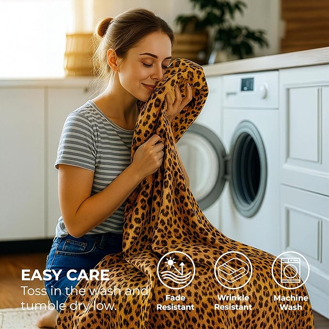 Satin Sheets King [4-Piece, Gold Leopard] Hotel Luxury Silky Bed Sheets - Extra Soft 1800 Microfiber Sheet Set, Wrinkle, Fade, Stain Resistant - Deep Pocket Fitted Sheet, Flat Sheet, Pillow Cases