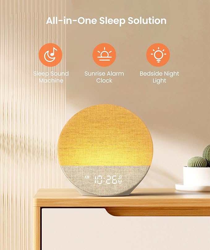 Dreamegg Sunrise 1 - Sunrise Alarm Clock, Sound Machine for Sleep, Customizable Sleep Routines, Dimmable Night Light, 29 Soothing Sounds, White Noise Machine, Wake Up Light for Bedrooms(Blue)