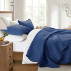 IR Imperial Rooms 10 Pack Twin Quilt Bedding Set (68" x 86") - Bulk Wholesale for Hotels, Guest Bedroom & Airbnbs - Lightweight Microfiber Reversible Floral Embossed Quilts Bedspreads (Navy)