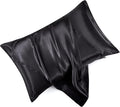 King Size Satin Pillowcase Set of 2 with Envelope Closure,Black Silk Pillowcase for Hair and Skin (20x36)
