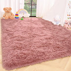 ISEAU Fluffy Rug Carpets Soft Shaggy Area Rugs Indoor Floor Mats for Kids Room Fuzzy Carpet Comfy Cute Nursery Mat Bedside Rug for Boys Girls Bedroom Living Room Home Decor, 3ft x 5ft,Blush