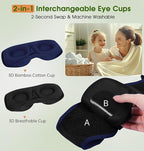 LC-dolida Bamboo Cotton Bluetooth Sleep Mask, 2 in 1 3D Soft Sleep Mask with Sleep Headphones, Sleep Eye Mask with Timming Setting, Blackout Sleeping Mask for Side Sleepers, Women Men, Navy