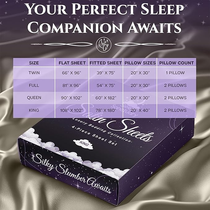 SLEEP SANCTUARY Satin Sheets Twin Size – 3 Piece Luxury Silky Bed Set, Softer Than Silk, 15" Deep Pocket, Cooling & Wrinkle-Free, Moisture-Wicking & Breathable for Hair & Skin (Taupe)