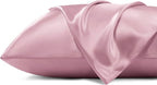 Bedsure Satin Pillowcase with Zipper, Similar to Silk Pillow Cases 2 Pack, Satin Pillow Cases Queen, Silky & Soft Pillow Covers for Hair & Skin, Gifts for Women, Pink Room Decor, 20x30 Inches