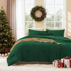 WRENSONGE King Size Comforter Set - 3 Pieces Emerald Green Comforter Prewashed Soft Lightweight for All Seasons,Fluffy Down Alternative Comforter King Size with 2 Pillow Shams