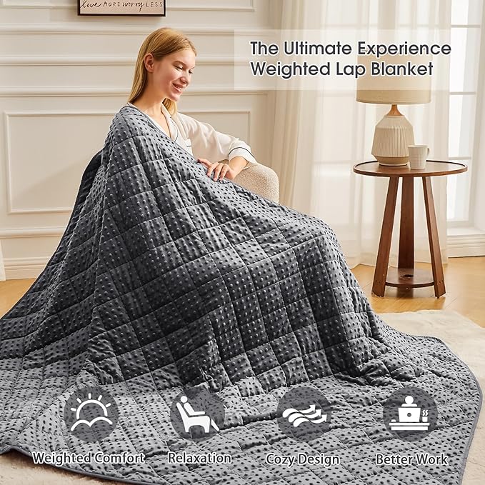 Grey Weighted Blanket for Adults 20lbs, 48"x72", Twin Full Size Cooling Minky Heavy Throw Blanket for 130-220lbs, Soft Winter Thick Big Blankets Weighted Comforter Gift for Sleeping