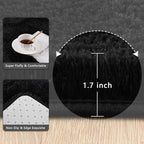 Black Runner Area Rugs for Bedroom Living Room, 2x6 Feet Fluffy Bedside Rugs, Soft Shaggy Carpet Rug for Kids Room Nursery, Furry Cute Rugs for Girls Boys Dorm Room Home Decor