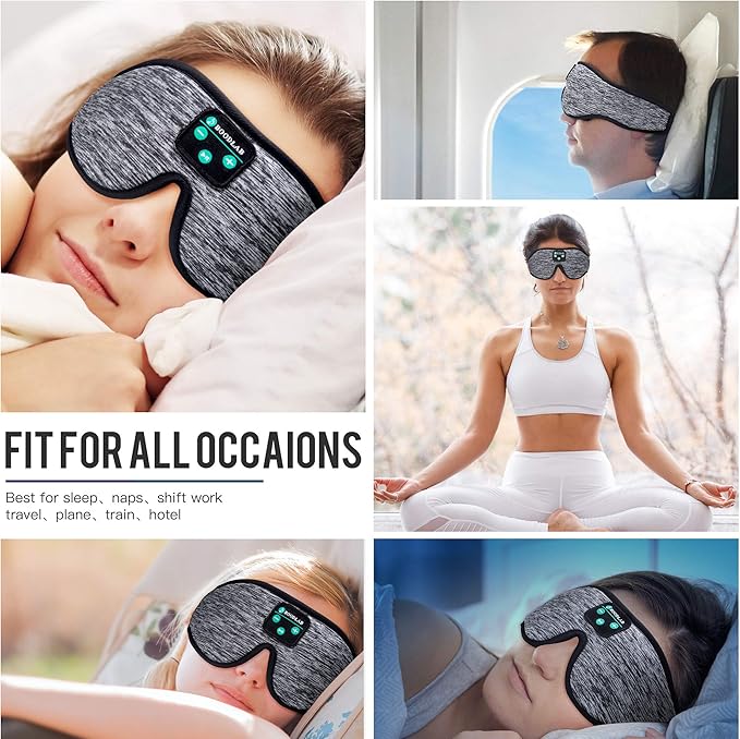 3D Sleep Mask With Bluetooth 5.4 Headphones, Wireless Sleep Headphones with Ultra-Thin HD Stereo Speakers for Side Sleepers, Eye Mask for Blackout & Noise Cancelling, Cool Gifts for Christmas Birthday