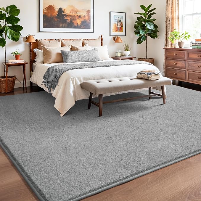 Keeko Area Rugs for Living Room Bedroom 5x8 Grey, Soft Modern Large Rugs Indoor Non Slip Fluffy Rug Minimalist Low Pile Washable Carpet Rug for Kids Boys Girls Dorm Classroom Nursery Home Decor
