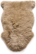 WaySoft New Zealand Sheepskin Area Rug – Genuine Fluffy Wool, Multiple Sizes, Bedroom or Living Room Decor(2ft x 3ft,Taupe)