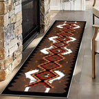 Faux Cowhide Rugs for Hallways,4x12ft,Country Farmhouse Western Runner Rugs,Southwest Aztec Kitchen Runner Rug,Soft, Non-Slip, and Machine Washable Cowhide Carpet,for Bedroom, Indoor Entrance
