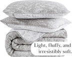 Southshore Fine Living, Inc. Oversized Twin Quilt Bedding Set, Botanical Print Twin Bedspread, Reversible 2-Sided Twin/Twin XL Quilt Coverlet & Matching Sham, Grey & White