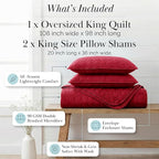 Southshore Fine Living, Inc. Lightweight Quilt, Oversized Quilts for King Bed, Soft Coverlet, 3-Piece Bedspread Set with Two Matching Quilted Pillow Shams, California/King Quilt Sets, Chili Pepper