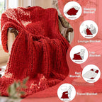 Chunky Knit Blanket - Luxury Soft Cozy 60 * 80 Throw Blanket,100% Woven Blanket Rope Knot Throw Blanket for Couch, Sofa, Home Decor, Gift - Machine Washable (Wine red, 60 * 80)