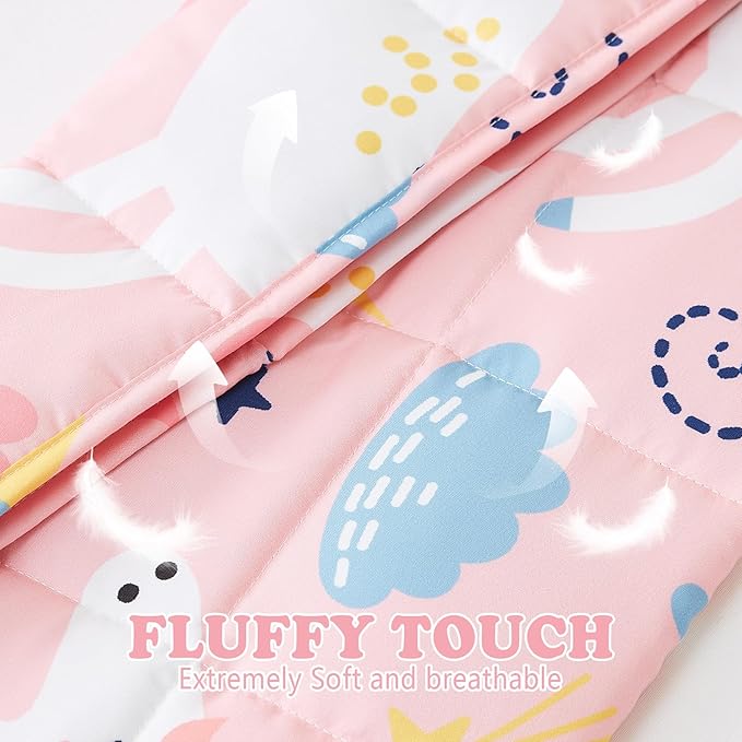 HOSUKKO Weighted Blanket - 3 lbs Pink Unicorn Heavy Blanket - Small Size Breathable Blanket(20 * 30 inches, 3 lbs)