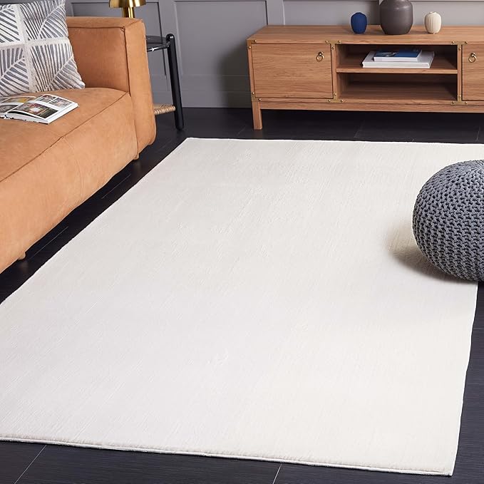 SAFAVIEH Washable Rug Faux Rabbit Fur Shag Collection - 4' x 6', Ivory, Slip Resistant & Easy Cleaning, Ultra Plush Thick Pile, Ideal for Living Room, Bedroom, Nursery, Boys & Girls Room (FRF100A)