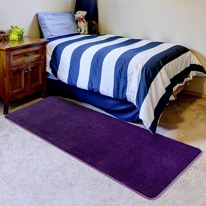 Przemy Washable Runner Rug for Bedroom Living Room, 2x6 Feet Dark Purple Memory Foam Rug, Super Soft Modern Indoor Runner Carpet for Hallway Bedside Kids Room Girls Boys Dorm Nursery Decor Mat