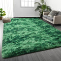 Deerhoo Shag Area Rug, 4 X 6 Tie-Dyed Plush Fuzzy Rugs for Living Room, Ultra Soft Fluffy Furry Rug for Bedroom, Indoor Carpet Nursery Rugs for Kids Room Home Decor, Tie-Dyed Emerald Green