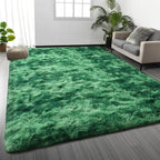 Deerhoo Shag Area Rug, 4 X 6 Tie-Dyed Plush Fuzzy Rugs for Living Room, Ultra Soft Fluffy Furry Rug for Bedroom, Indoor Carpet Nursery Rugs for Kids Room Home Decor, Tie-Dyed Emerald Green