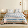 Luxlovery Aztec Comforter Set King Beige Blue Bohemian Bedding Set King Southwestern Exotic Ethnic Rustic Native American Navajo Bedding Set Folkloric Comforter Set Women Men