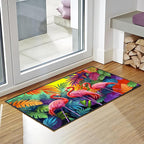 Tropical Flamingos Area Rug 2x3 ft Entry Rug Washable Boho Rugs Non Slip Low Pile Floral Door Mat Small Carpet for Bedroom, Bedside, Kids Room, Office, Dining Room