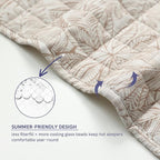 YnM King Size Linen Weighted Blanket for Adults (88x104 Inches, 25 Pounds, Palm Tree), Exclusive Smallest Compartments, Heavy Bed Blanket for Two Persons of 110~190lbs on Queen or King Bed