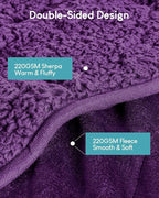Cottonblue Weighted Blanket 15 lbs for Adults, Flannel Shaggy Sherpa Weighted Blanket for Queen Bed Comfort Weighted Blankets for Calming and Relax, Bed Sofa Heavy Blankets, 48x72 inches, Purple