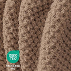 Waffle Knit Blanket Twin Size, Luxury Cozy Chunky Knit Blanket for Couch, 60 x 80 Inch Thick Ultra-Soft Feather Yarn Knitted Blankets for Sofa, Bed, Home Decor - Beige