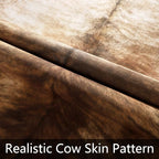 AROGAN 8x10 Feet Faux Cowhide Area Rugs for Living Room, Animal Skins Cow Hide Rug for Bedroom, Cool Western Christmas Decor, Thin Leather Cow Hide Carpets Fireplace Rug, Brownish