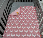Dear Baby Gear - Reversible Baby Blankets - Soft Nursery Blanket for Newborn - Toddler Blankey - Throw Blanket for Boys & Girls - Infant Blankets - 40x30 (Antler Dusty Rose - Pink Ruffle)