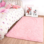 Noahas Fluffy Pink Rugs for Bedroom Girls,Door Mat Indoor Entrance,2x3 Shaggy Small Non-Slip Entryway Entry Area Rugs,Soft Plush Bedside Throw Kids Carpet Home Decor