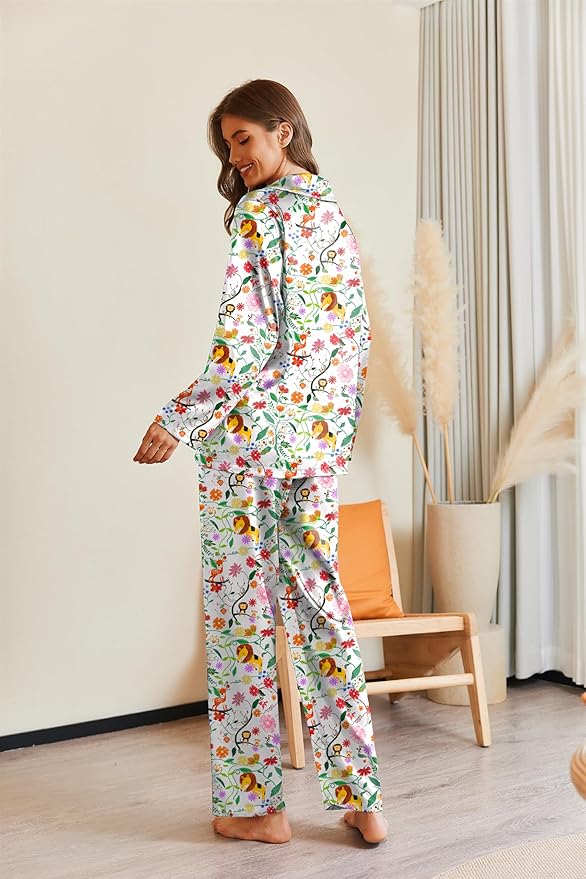 Ekouaer Pajamas For Women Set Silk Pjs 2 Piece Satin Sleepwear Long Sleeve Button Down Lounge Sets With Pant
