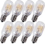 BlueStars E12 T20 Salt Lamp Bulb 120V 15W, 2700K Warm White, E12 Candelabra Base for Himalayan Salt Rock Lamps & Baskets, Scentsy Plug-in Wax Warmers, Night Lights - Pack of 8