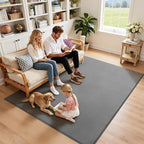 SHACOS Silky Soft Faux Rabbit Fur Area Rug 6'x9' Non Slip Washable Padded Throw Rugs Fluffy Cozy Indoor Modern Carpet for Living Room Bedroom Dining Room Kids Room Dorm Home Decor, Grey