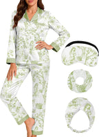 DOLOS Silk Satin Pajama Set for Women Short/Long Sleeve 2-Piece Silky Pajamas for Women Button Down Pjs Sleepwear Loungewear